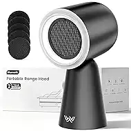 Portable Range Hood, Desktop Kitchen Exhaust Fan with 5-Layer Filtration & Water Washing Self-Cleaning Mode, 12° Adjustable Head, 3-Speed, Low Noise, Ideal for Apartment, RV, Indoor Hot Pot and BBQ