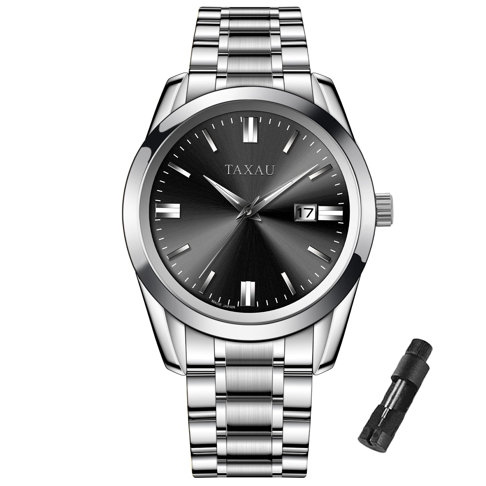 Taxau Armbanduhr Herren Chronograph Analogue Quartz Uhr Herren Edelstahl Wasserdicht Leuchtende Klassische Luxus Business Herrenuhren Geschenke für Männer