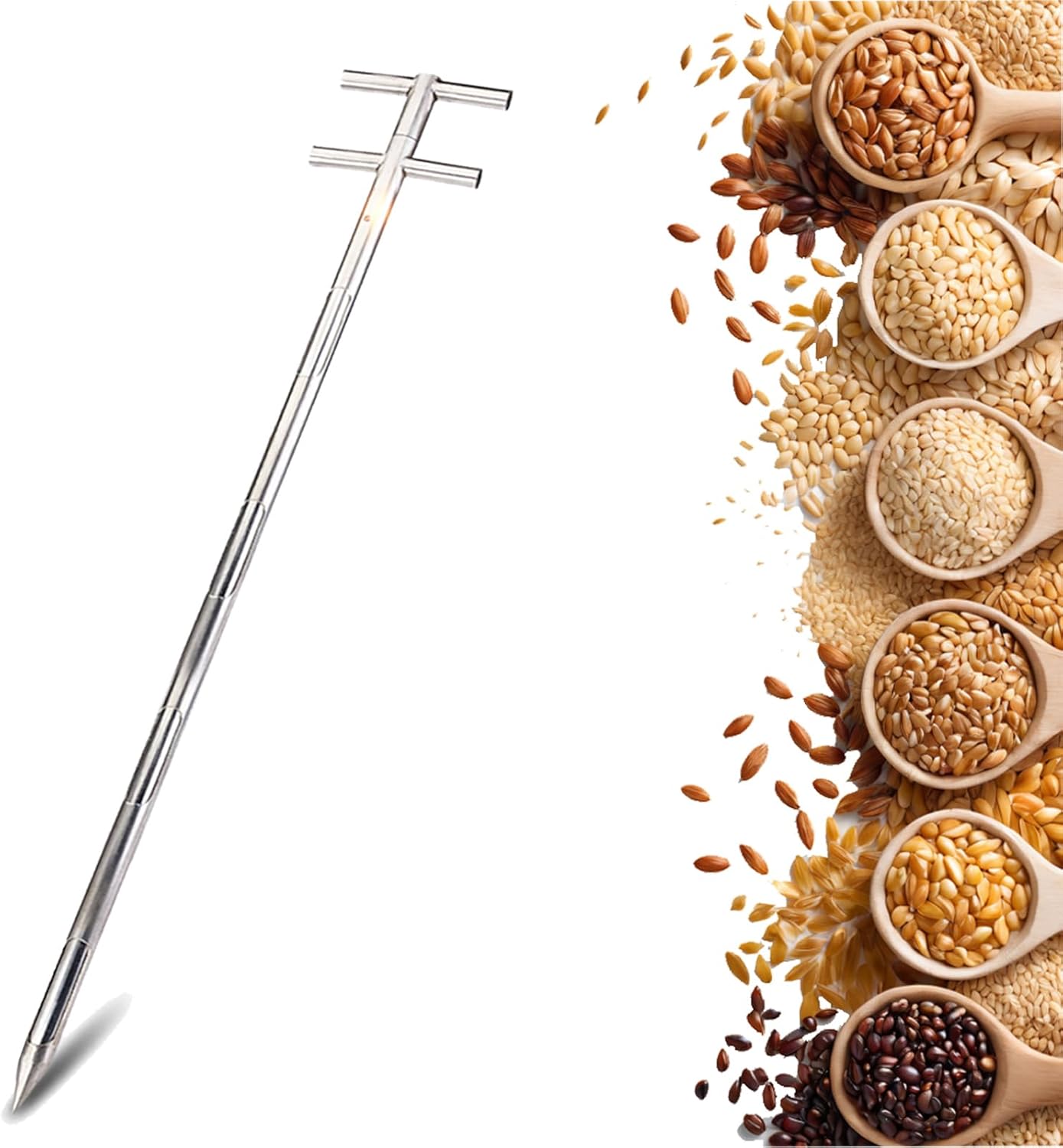 3 Slot Stainless Steel Sampler Probe, 1.5m Double-Layer Sampling Tube for Grain, Fertilizer, Powder, Feed - Durable, Accurate Sampling Tool, φ25mm Diameter