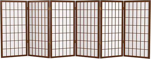 Biombo portátil simple de 3 pies Biombo Shoji para dividir una cuarto, clásico diseño japonés, 4 tamaños y 6 colores, Madera, Walnut