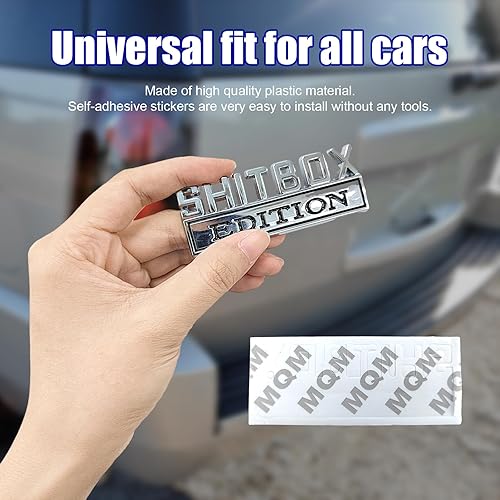 Miniatura 4 de Dickno SHITBOX Edition - Calcomanía para automóvil, calcomanía de metal 3D para capó delantero con adhesivo fuerte, calcomanía universal para