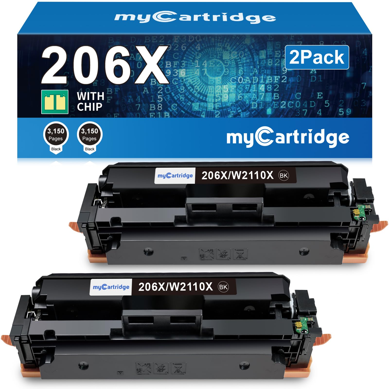 206 cartucce toner nero ad alta resa (con chip), ricambio compatibile per HP 206X 206A per Color Laserjet Pro MFP M283fdw M283cdw M283fdn M282nw M255dw M255nw M283 M255 W2110X W2110 A