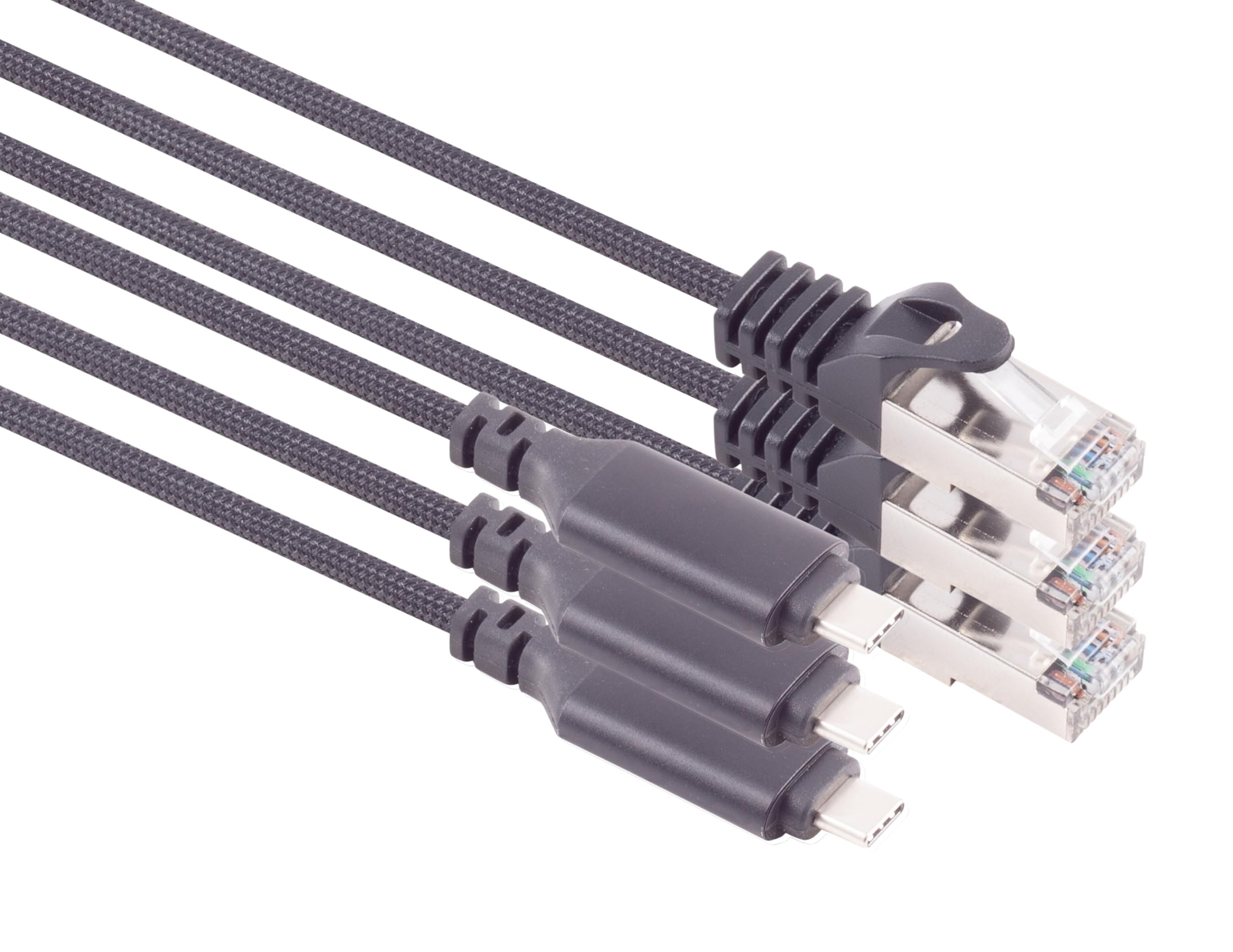 1aTTack.de Cable adaptador USB-C a LAN, 3 unidades, cable adaptador de 1 Gbit de transferencia de datos USB C 3,1 a RJ45 Ethernet Cat6 Cable Compqtible con Smartphone Laptop Macbook 3 metros