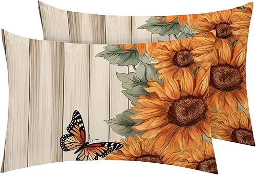 Miniatura 8 de Juego de 2 fundas de almohada retro de los años 70 de tamaño estándar, fundas de almohada de microfibra suave y transpirable con cierre de sobre,