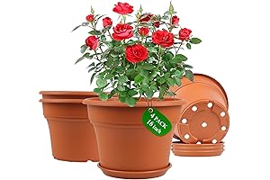 16" Plastic Flower Pots for Indoor Plants, Set of 4
