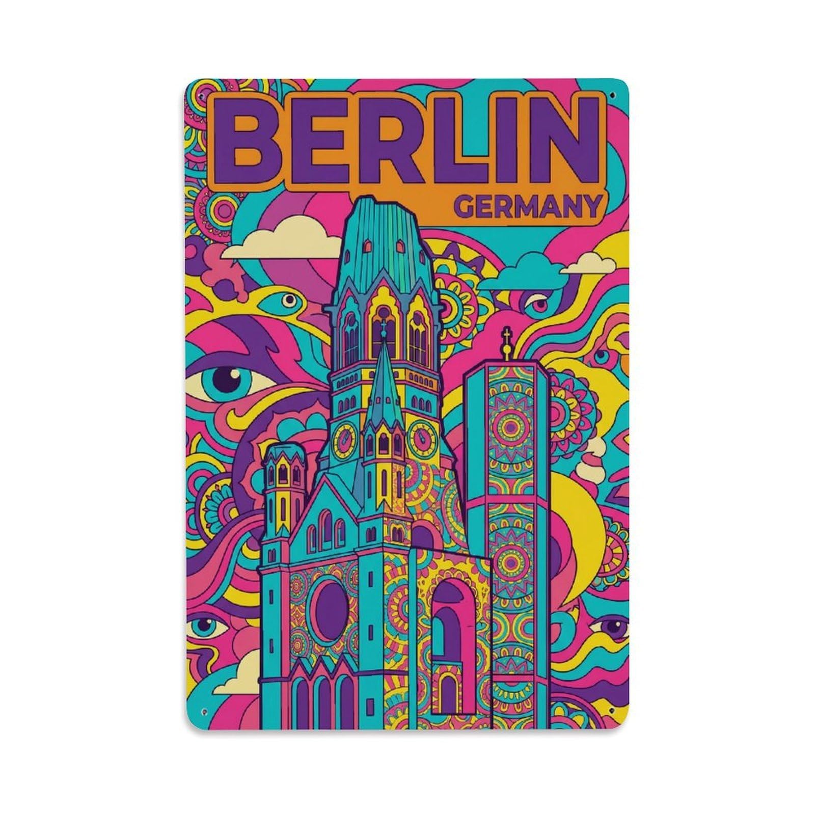 Gead 8X12inch Style Vintage Travel Berlin Germany Luster Metal Tin Sign