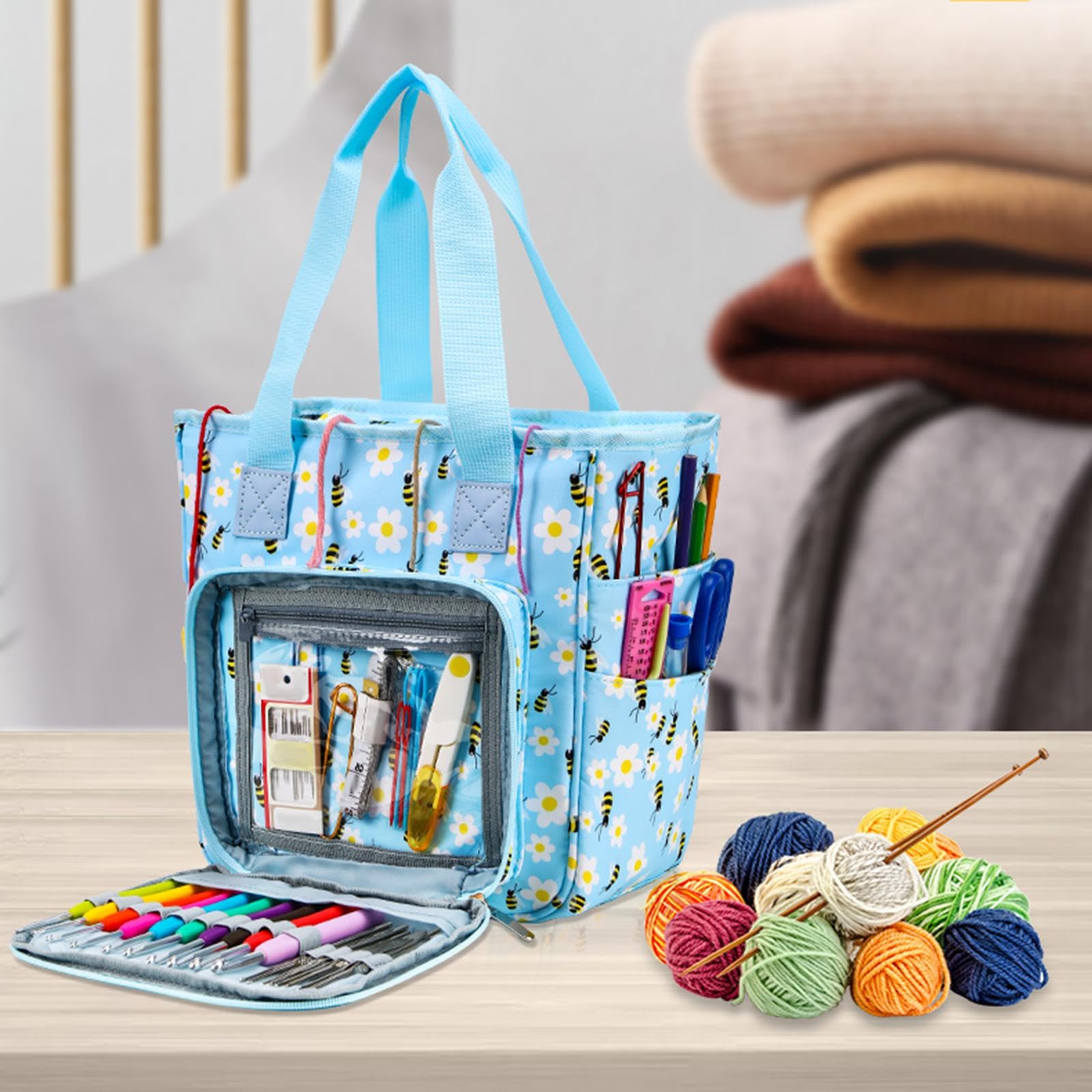 predolo Organizador de de Tejido Bolsa para Almacenamiento y Agujas de Estuche para Accesorios y Dispensador de Oxford