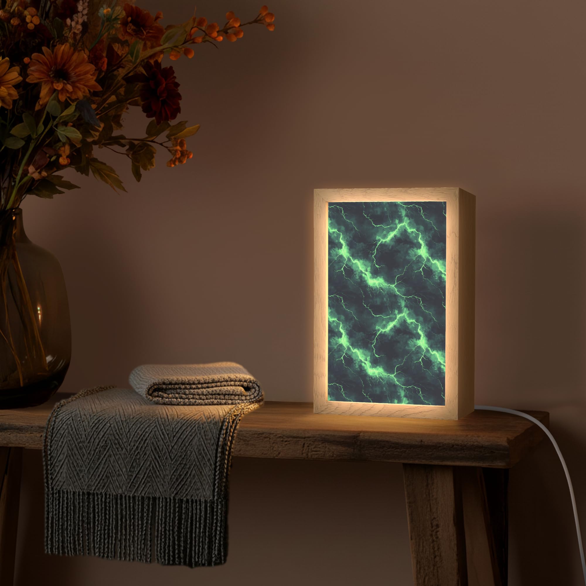Luz Nocturna [template] 20x30 cm Lamparas Mesita De Noche Night Light Table Lamp Lampara Escritorio Lamparita Verde - Rayo - Tormenta