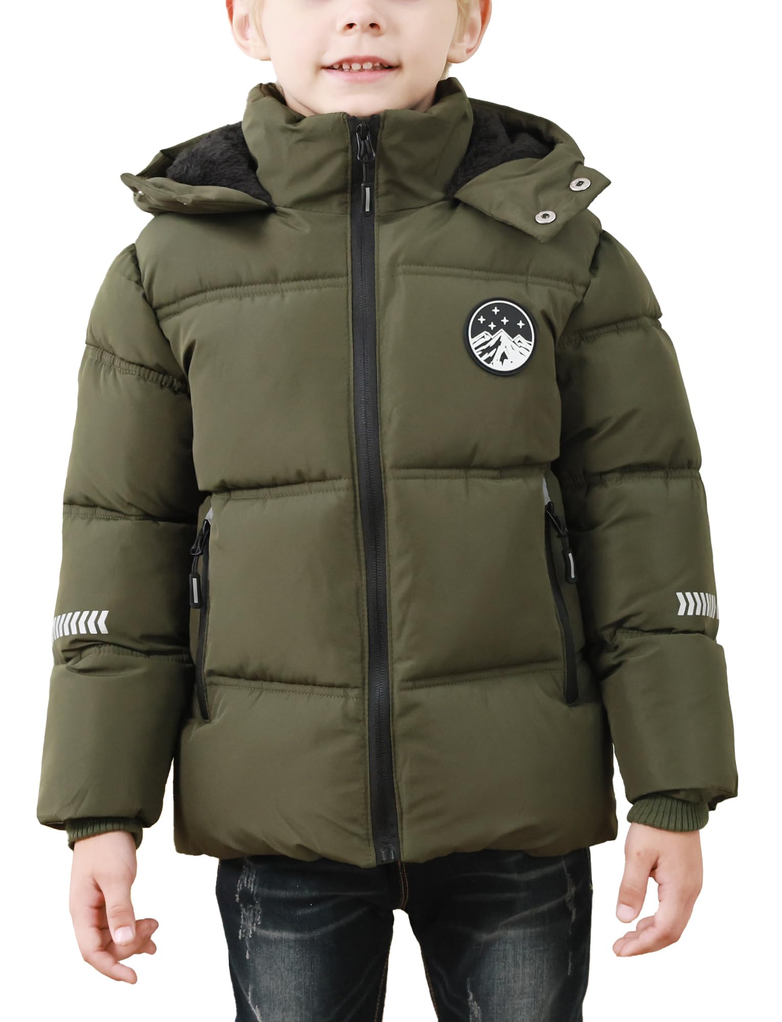 FEOYA Garçon Manteau Polaire Chauffante Pour Enfant Doudoune D'Hiver À Capuche Ado Blouson Chaude Compressible Veste Imperméable Coupe Vent Épaisseur Puffer 4-12 Ans