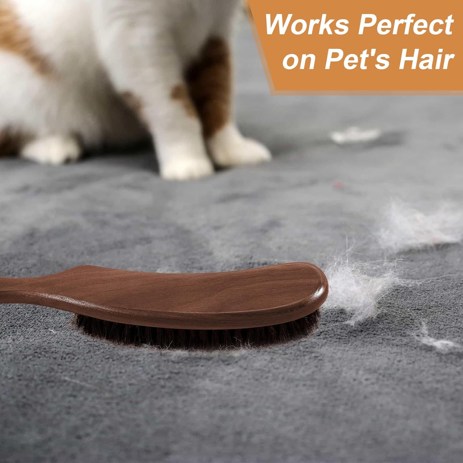 Wood Felt Brush,Large Black Walnut Wood Handle Boar Bristle Lint Brush,Suitable for Felted Hats, Suits,Cashmere,Wool,Velvet,Suede and Pet Hair for Men - Image 5