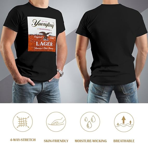 Yuengling Men's T-Shirt, Lightweight, Soft, Cotton, Short Sleeve, Comfortable, Casual, Stylish, Sports, Men's Clothing