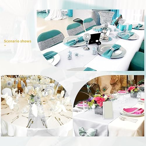 Miniatura 6 de fani Paquete de 12 caminos de mesa de satén blanco de 12 x 108 pulgadas de largo, tela lisa para bodas, banquetes, graduaciones, fiestas de