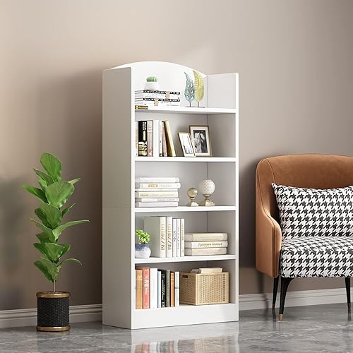 Miniatura 2 de Estantería de 5 niveles para dormitorio, estanterías y estanterías de madera de 47 pulgadas de alto. Estante de almacenamiento de pie para