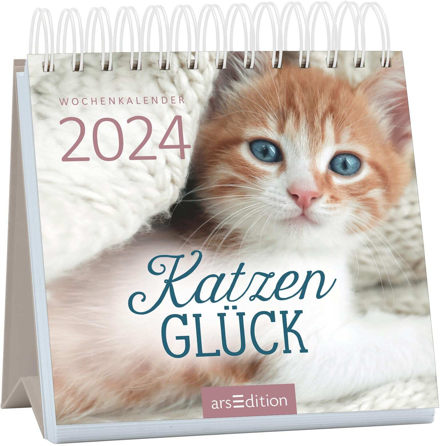 Mini Weekly Calendar Cat Happiness 2024: Small Desk Calendar with Wise Words About Cats