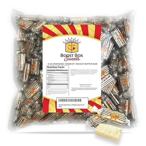 Atkinson's - Barras de mantequilla de maní tamaño bocado, dulces envueltos individualmente (3 libras)