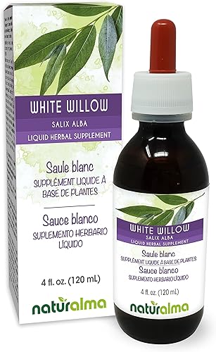 Naturalma Corteza de sauce blanco (Salix alba) Tintura sin alcohol - 4 fl oz Extracto líquido en gotas - Suplemento de hierbas - Vegano