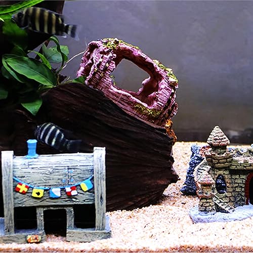 Miniatura 6 de 2 piezas de decoración de peceras de acuario de barril roto, cuevas de acuario, adornos temáticos para escondite de cuevas de peces, escondites de