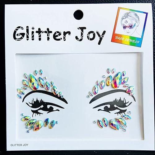 Miniatura 7 de Joyas de gemas faciales, calcomanías de tatuaje de joyas faciales para festivales, gemas corporales pegadas en la cara, tatuajes faciales temporales