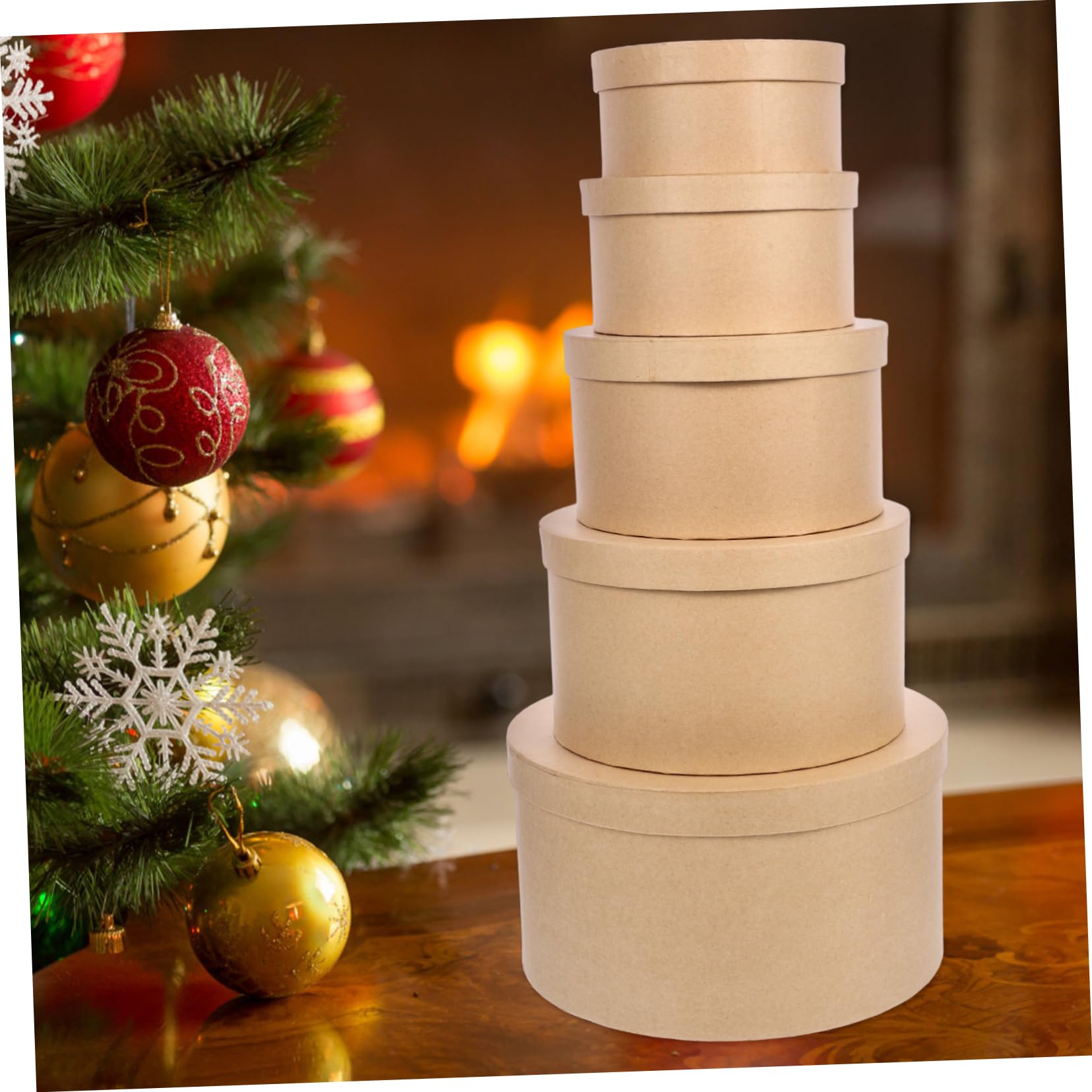 Anneome Boîte Ronde Papier Kraft pour Set de DIY Sucré Élégant Boîte à Fleurs pour et Petits Objets Décoration Festive Polyvalente