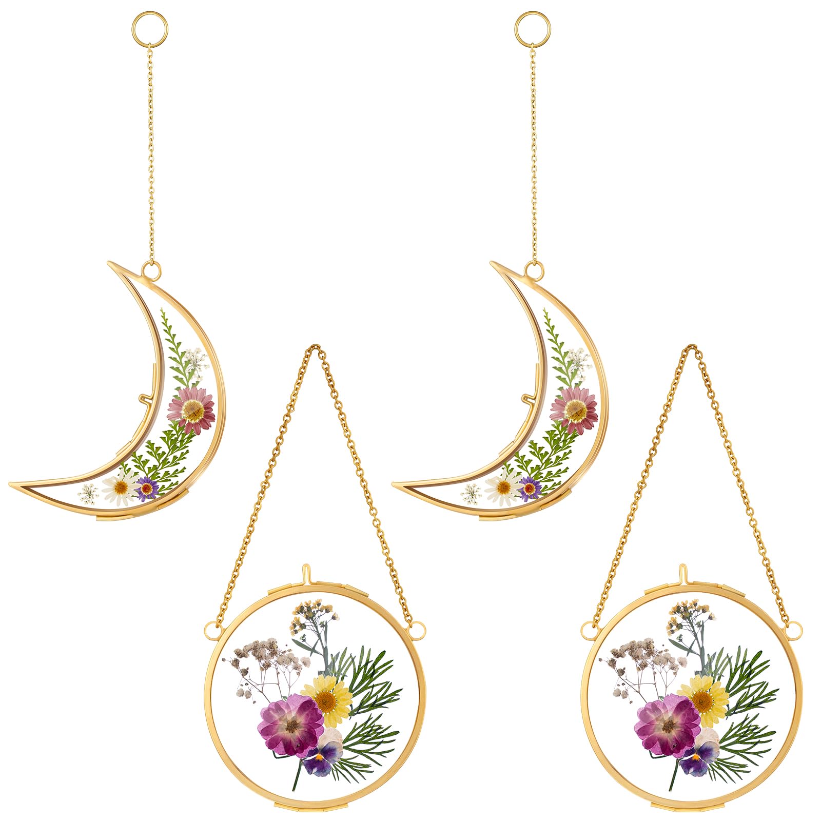 Cadre pour fleurs pressées lune et soleil pour décorer votre salon bohème
