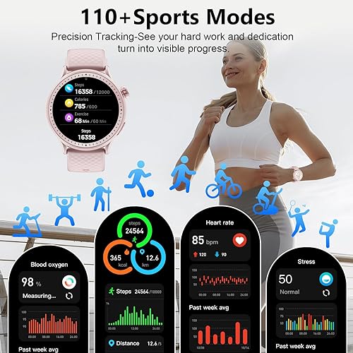 Miniatura 6 de Reloj inteligente para hombres y mujeres, rastreador de actividad física con llamadas Bluetooth, reloj de fitness con más de 110 modos