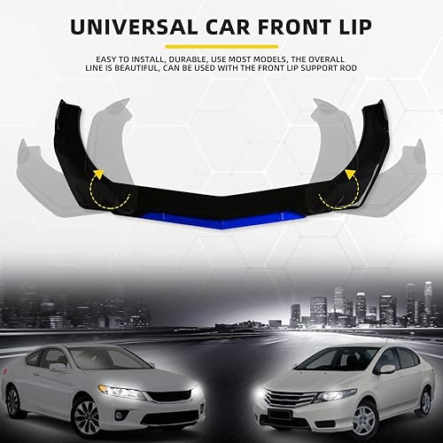 Vista 19 de Kit universal de 4 piezas para parachoques delantero, alerón de labio divisor de parachoques delantero, kit de cuerpo divisor de labio compatible