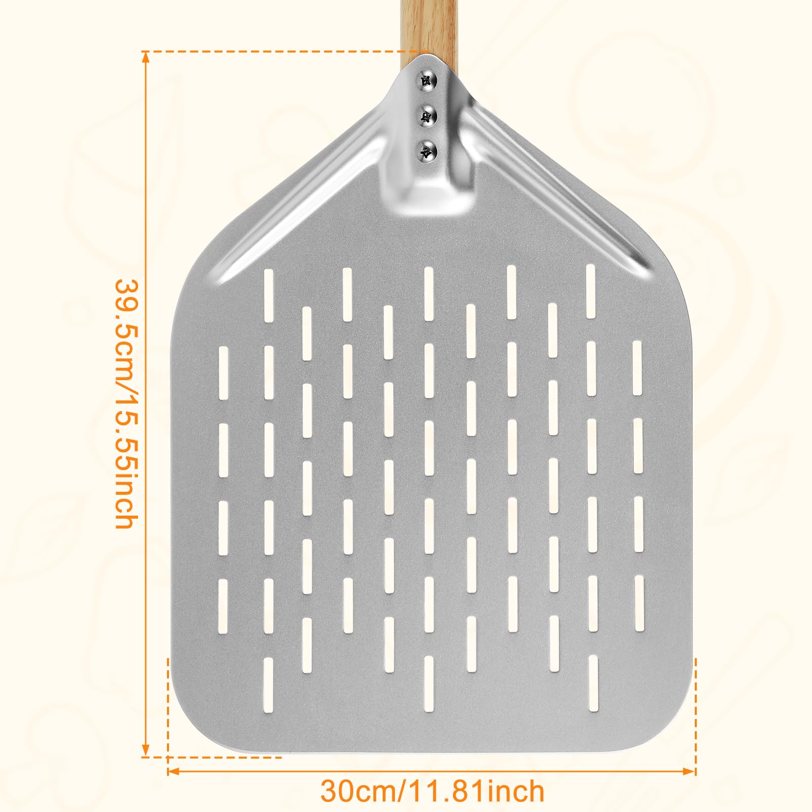 12inch Pizza Peel, Aluminium Alloy Pizza Shovel with Handle, Non-Stick Pizza Peel Perforated, Lightweight Pizza Shovel Sliding, Slider Pizza Shovel Used to Make Delicious Pzza Bread
