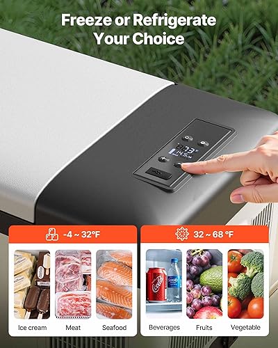 Miniatura 4 de VEVOR Refrigerador de 12 Voltios 16 Qt, Verde, Mini Refrigerador Portátil para Automóvil con Rango de Enfriamiento de -4℉-68℉ y Control por App