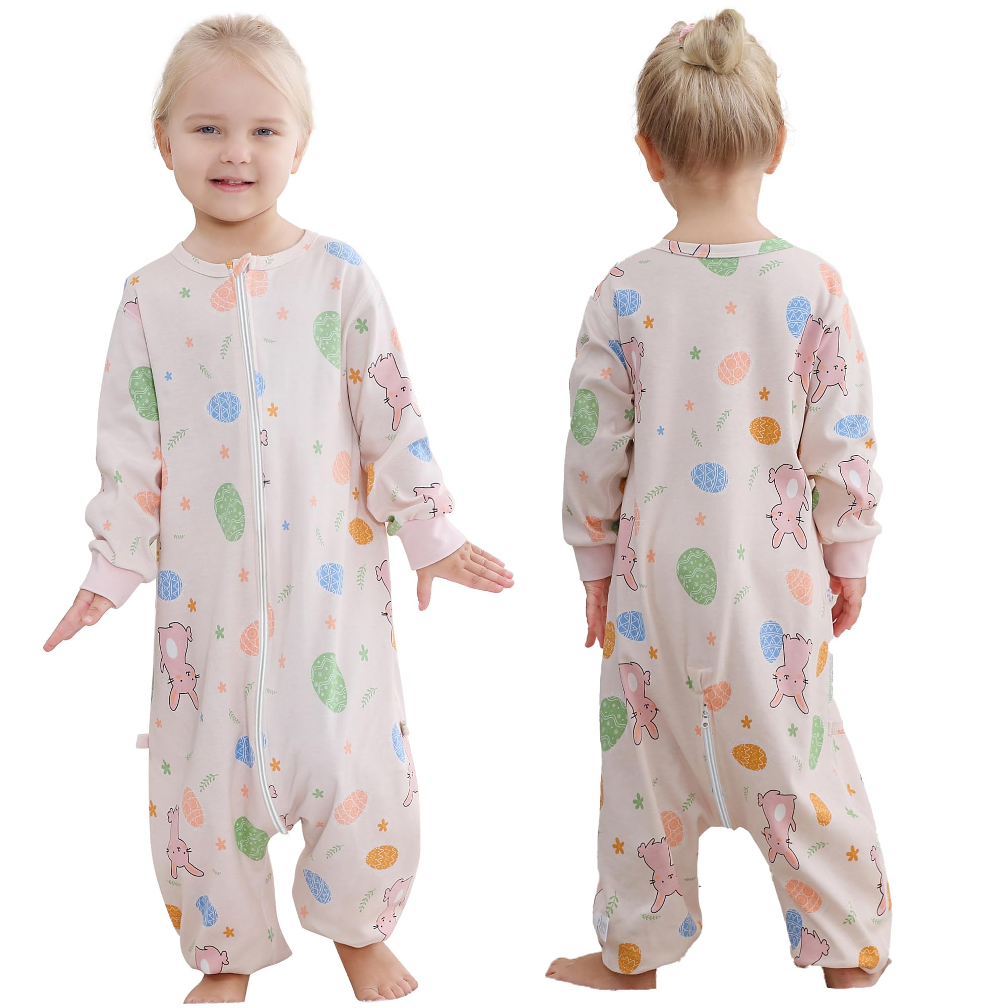 HAHASHOW Bebe gigoteuse avec jambes, Unisexe Manche Longue L'été Coton gigoteuse a pied, Bebe Pyjama Garcon Vetement Enfant Naissance Cadeau 18-24 Mois