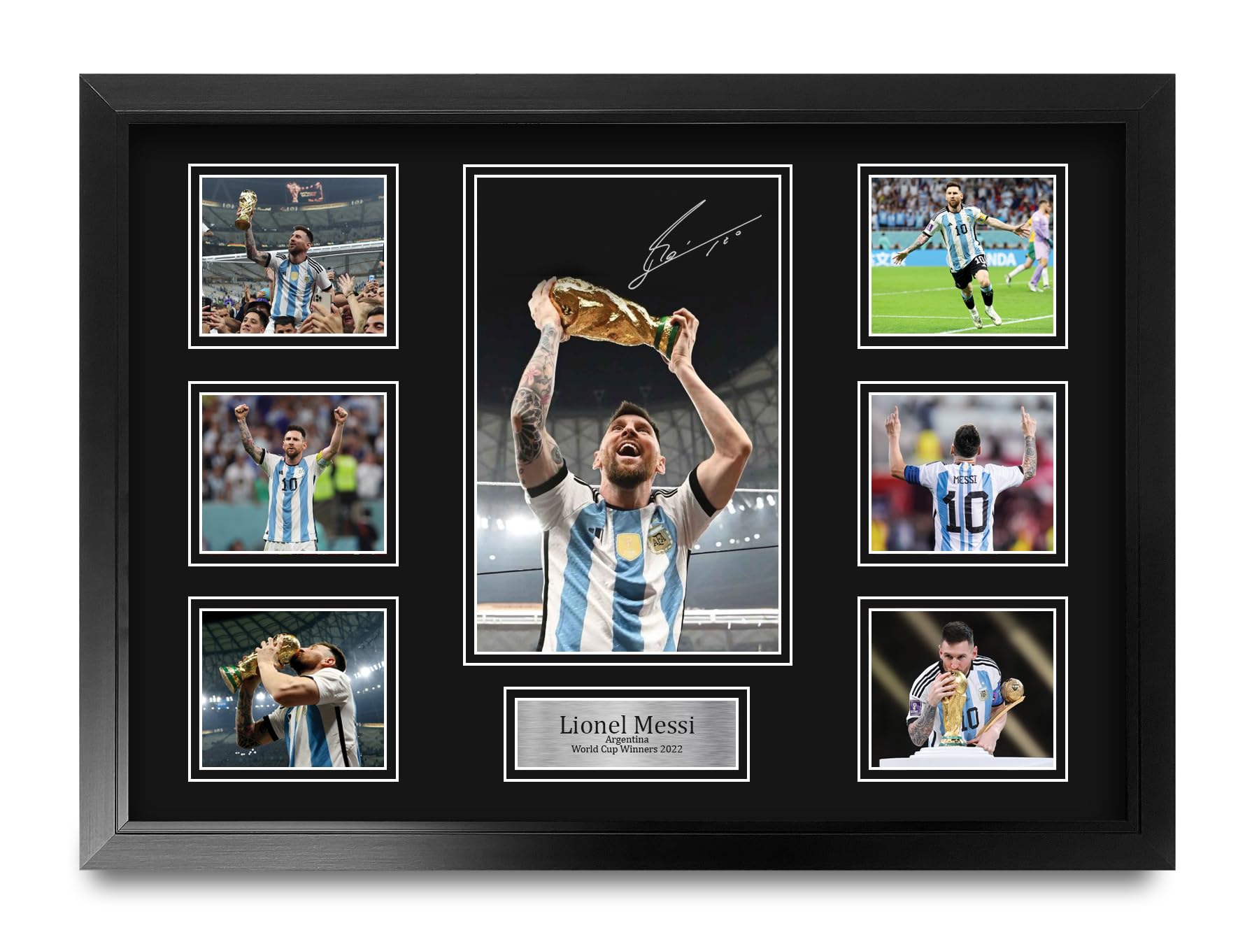 HWC Trading FR A2 Lionel Messi Argentina Gifts Printed Signed Autograph Picture for Football Fans and Supporters - A2 Framed