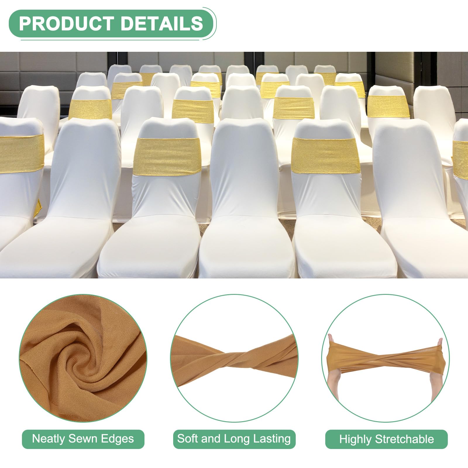 M METERXITY 50-Pack Spandex Chair Sashes - Image 2