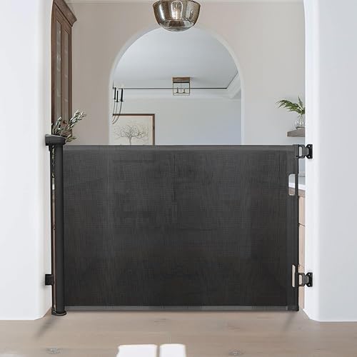 Miniatura 9 de Puerta retráctil para bebé, puerta de malla para bebés o puerta de malla para perros, 33 pulgadas de alto, se extiende hasta 55 pulgadas de ancho,
