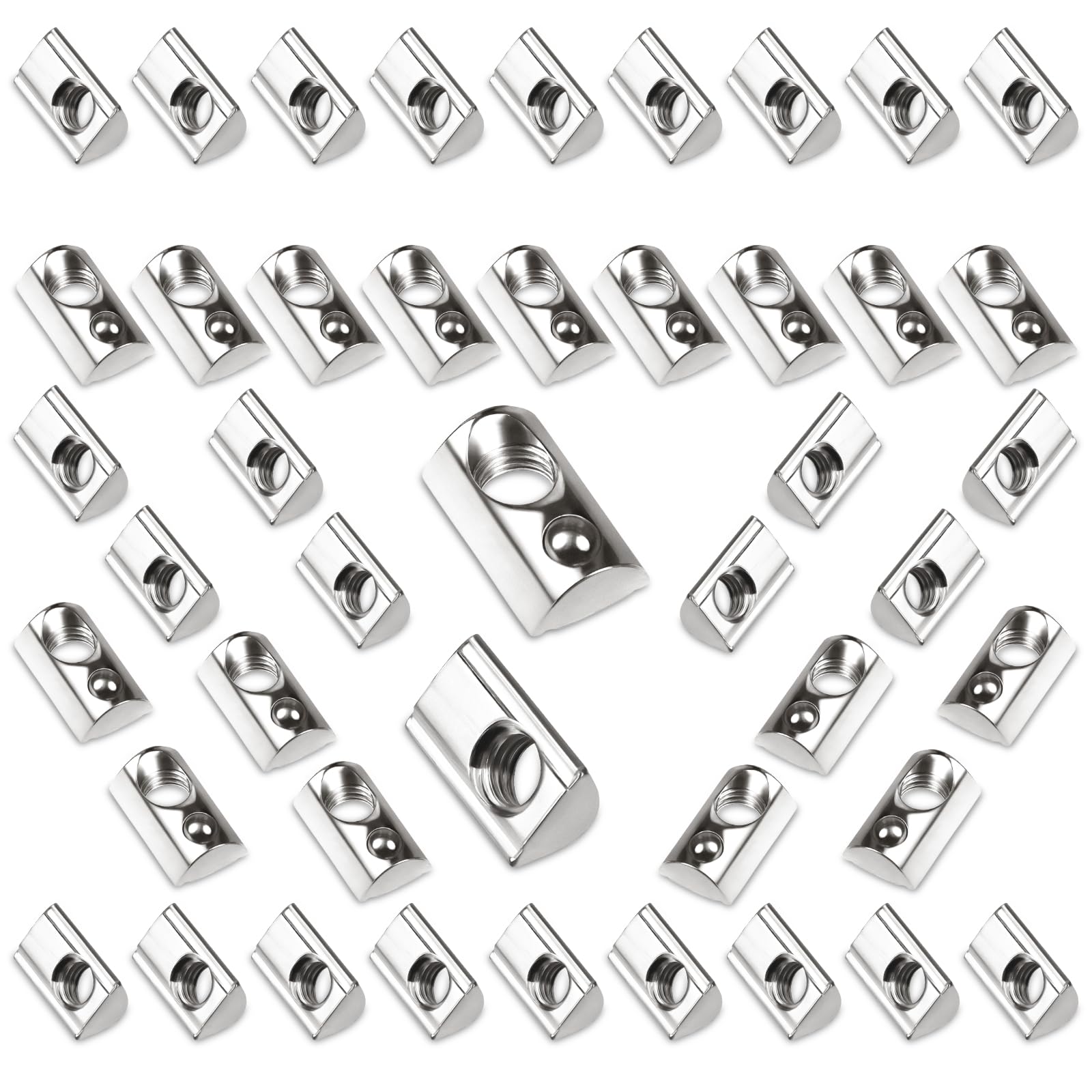 45 szt. kamieni rowkowych M8 z kulką, rowek 8 T, zestaw śrub serii 40 z centrowaniem mostka M8, profil aluminiowy 40 x 40, stal węglowa, nakrętka ślizgowa z kulką sprężynową do drukarki 3D aluminium C