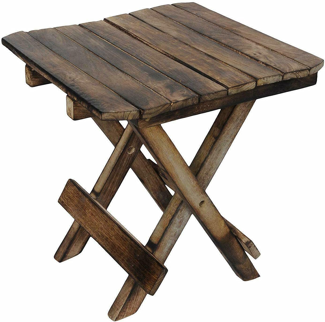 Spartan Street Wooden Square Folding Side Table/Wooden Planter Side Table/Wooden Small Stool Wooden Gift