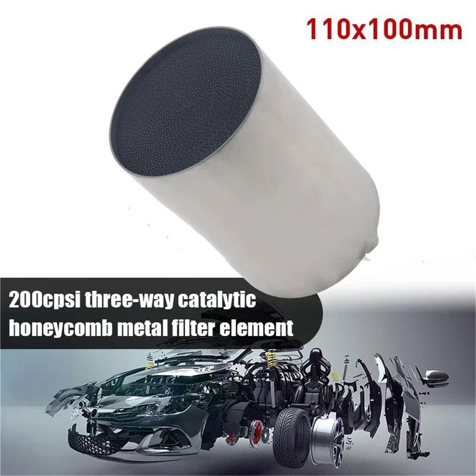 katalizator akcesoria Katalizator filtr 110X100mm EURO 1 200 Psi Wysokoprzepływowy metalowy katalizator wydechowy Filtr katalizatora o strukturze plastra miodu Rura samochodowa