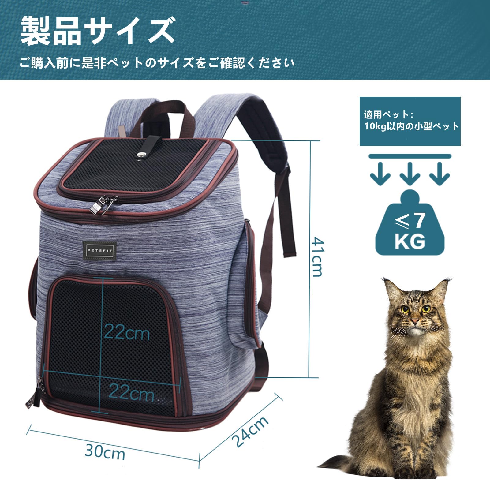Pestfit Hunde Rucksack für Katzen Kaninchen und kleine Hunde Verstellbare Hunderucksack bis 6 kg Katzenrucksack faltbar, Rucksack Hunde für Reisen, Wandern und Radfahren, Denim-Blau