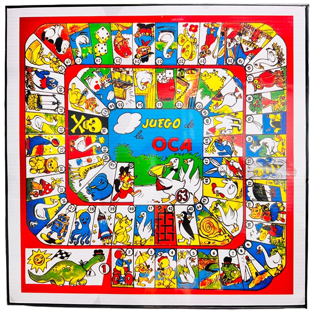 Oca y Parchís/Juego de Mesa 4-6 Jugadores/Juego Tradicional para Niños y Adultos/Reversible 2 en 1 Ambas Caras con fichas para 6 Jugadores 35x35cm