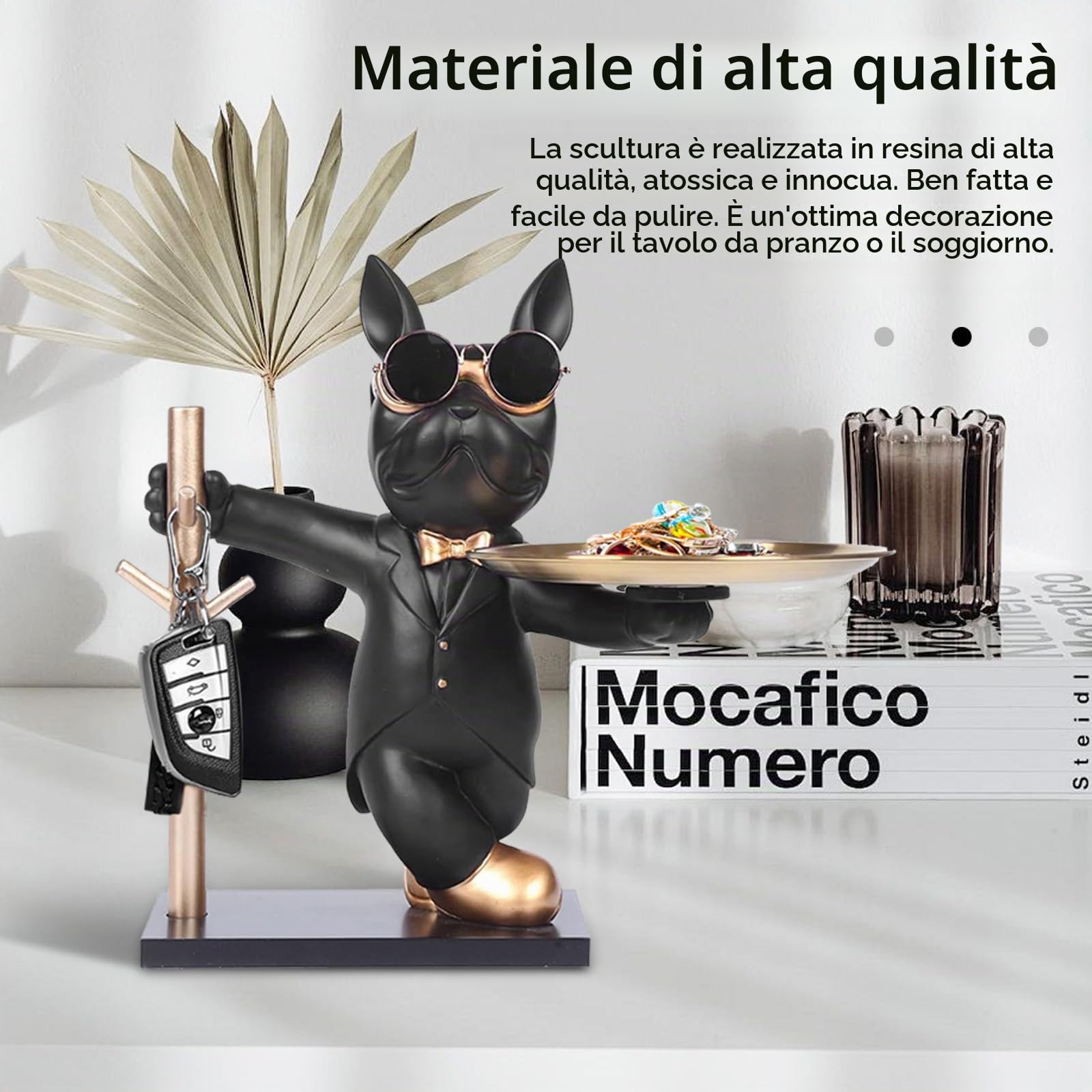 Statua Di Bulldog, Decorazione Di Scultura Di Bulldog Vassoio Di Resina Figura Di Bulldog Scultura Ciotola Per Chiavi Caramelle Gioielli Scatola Di Immagazzinaggio Per Corridoio Soggiorno Ufficio