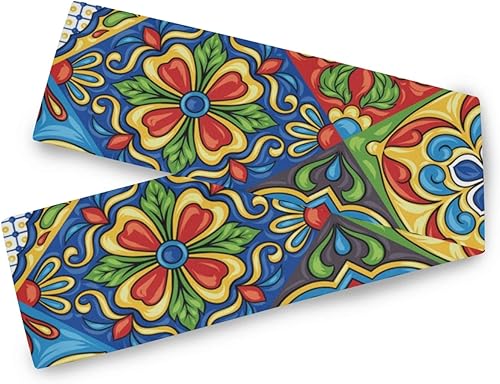 Miniatura 7 de Camino de mesa mexicano Talavera con estampado de doble cara para eventos de catering, cenas, bodas, vacaciones de primavera, fiestas en interiores