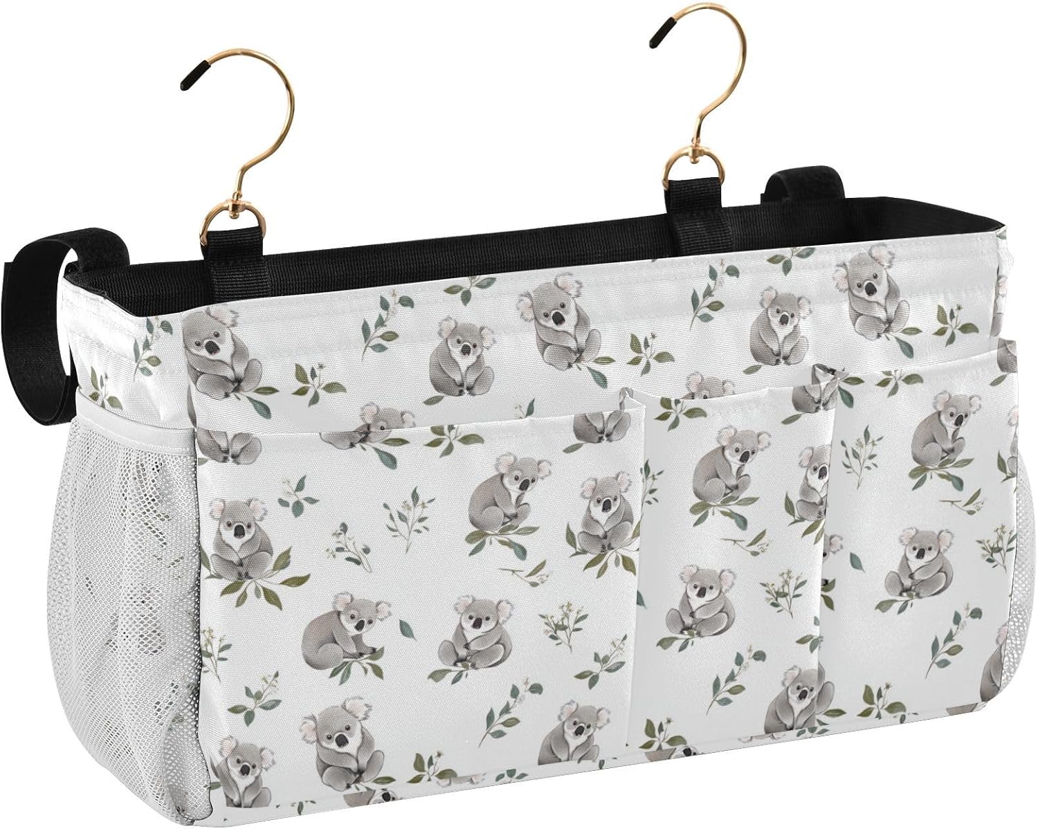Funny Koala White Bedside Organizer Caddy Hanging Storage Bag Holder Beside Organizer for Headboards Bunk Beds Dorm Rooms Caddy