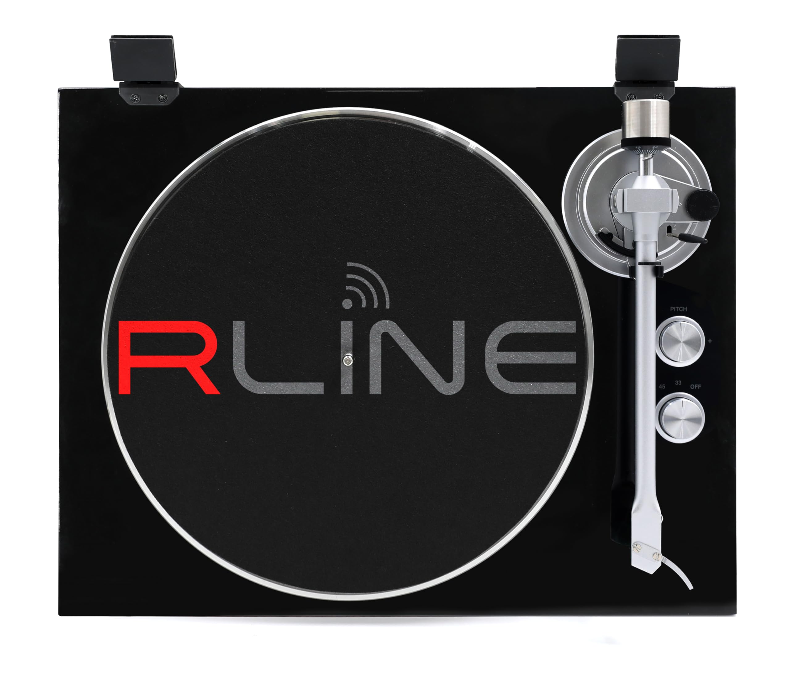 RLINE - Giradischi Vinili Bluetooth Nero Lucido, Lettore Vinili 33 e 45 Giri, Piatto 12" in Alluminio Pressofuso, Cartuccia Magnetica VM-95E, Pre-amplificatore Attivabile, Funzione Anti-Skating