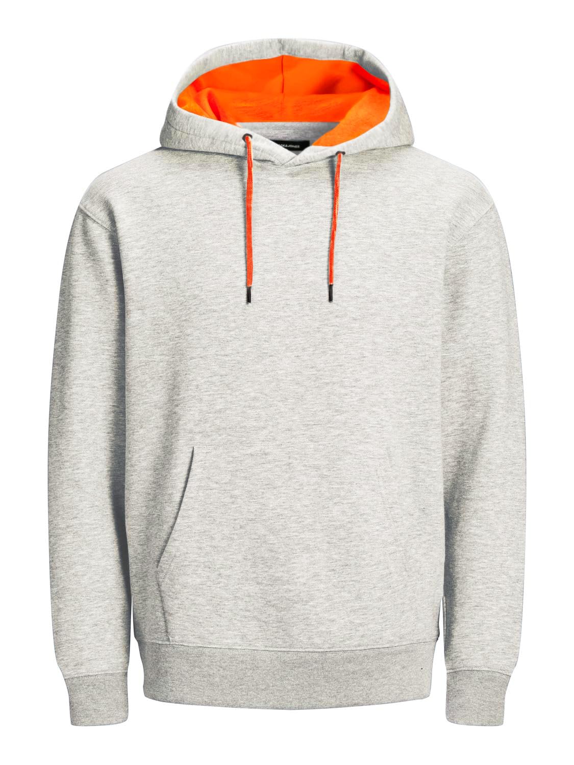JACK & JONES Herren JJESOFT Sweat Hood Kapuzenpullover Hoodie White Melange Shocking Orange S