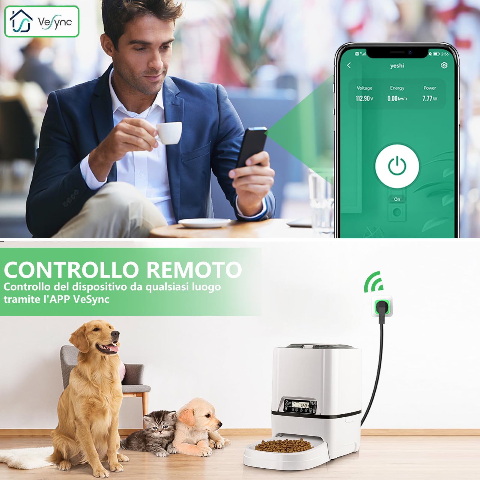 SURFOU Vesync Presa Smart 2 Pezzi, Vesync APP Controllo Vocale/Remoto, Prese Intelligente con Consumo Electrico, Plug Compatibile con Amazon Alexa, Google Assistant, Timer Tempo di Preselezione, 16A