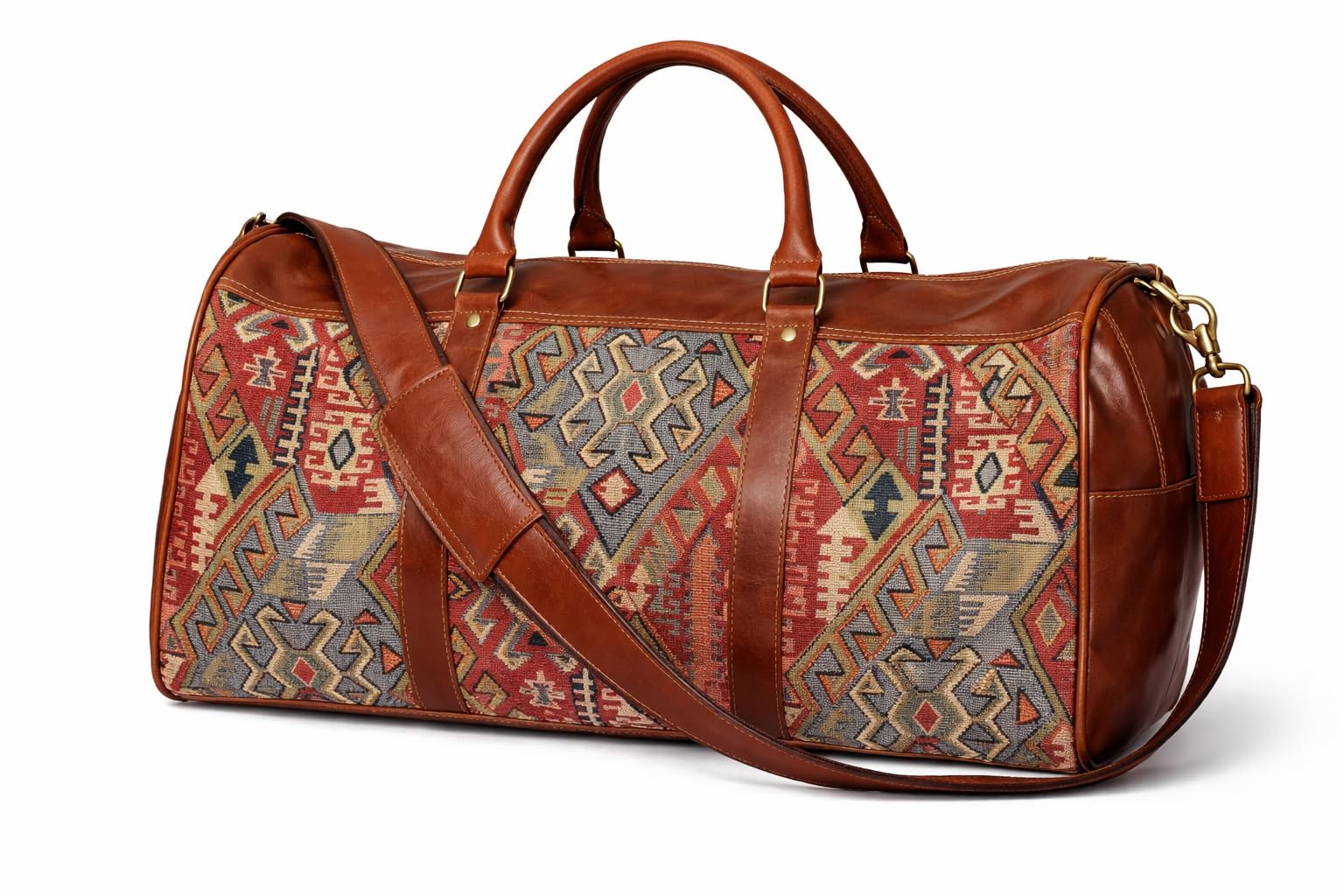 Leather Travel Duffel Bag Sports Tote Gym Bag Shoulder Weekender Bag 103RT12