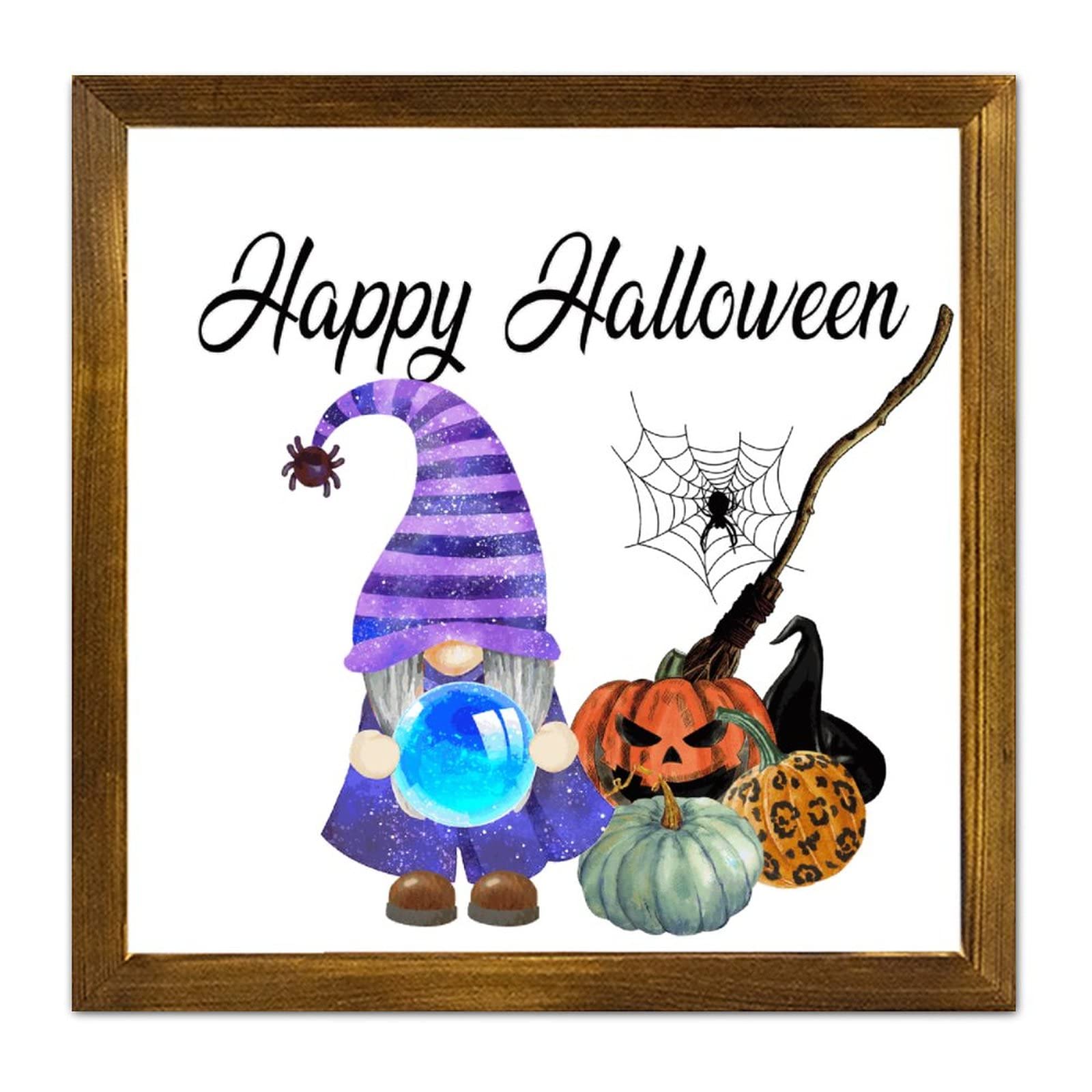 Ornement mural Halloween en bois nain de citrouille facile à suspendre sans outil