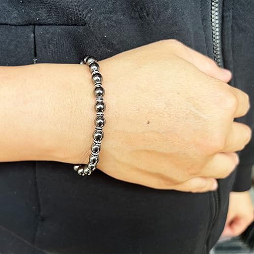 Miniatura 4 de Pulsera magnética para mujer, pulseras de hematita, pulseras magnéticas con circonita, pulsera elástica hecha a mano, elimina la electricidad