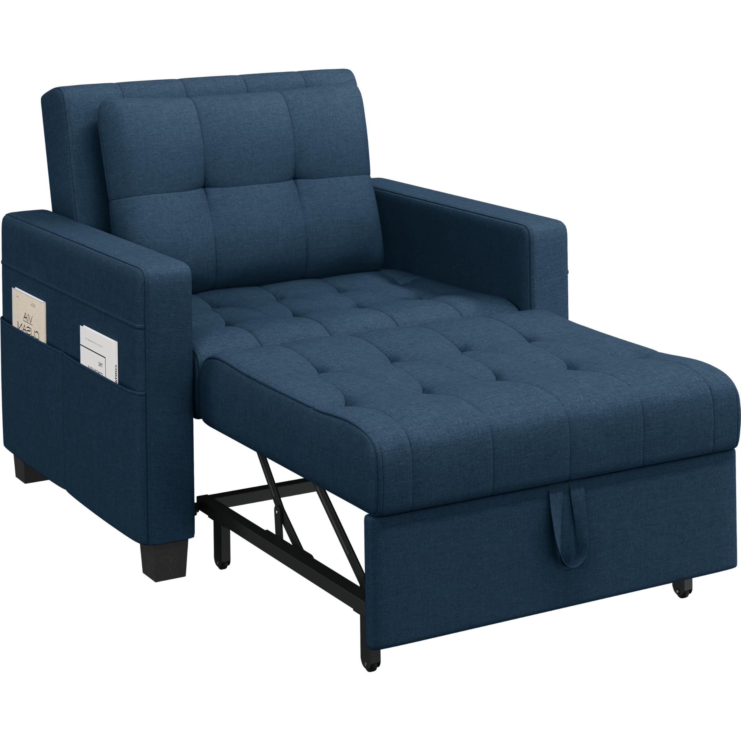 Yaheetech 3-in-1 Sleeper Chair Bed, Convertible Single Sofa Bed, Blue