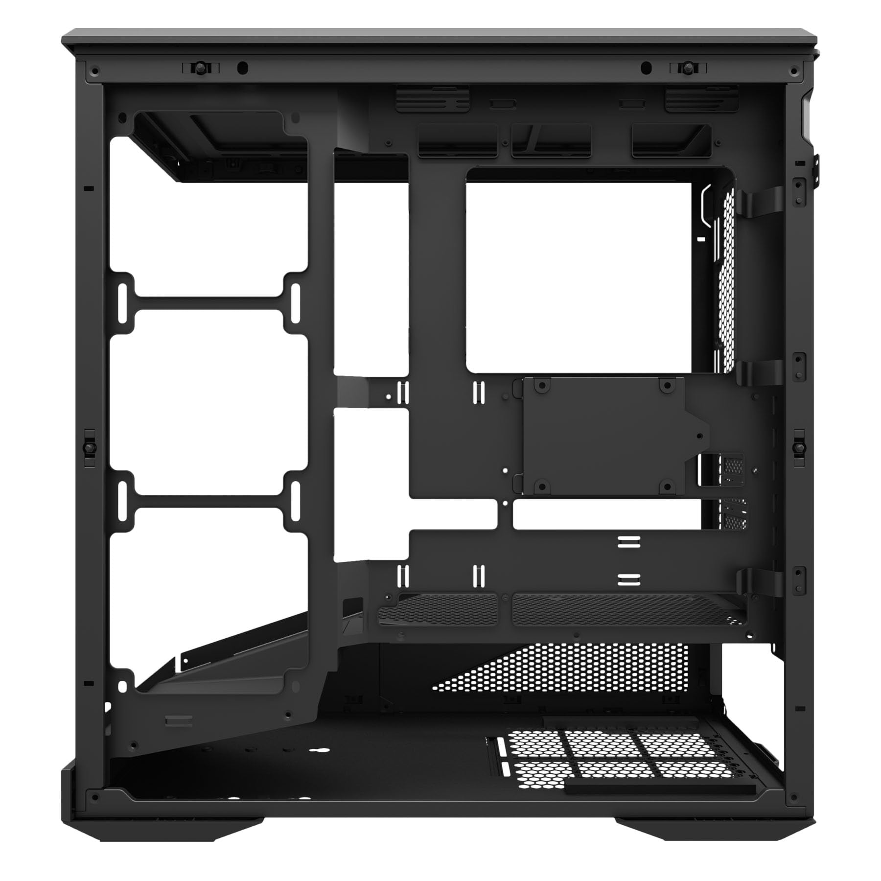 Abysm Gaming Arian Frame A400 – Torre ATX Gaming con telaio inclinato, 4 ventole ARGB PWM, vetro temperato, supporto GPU 420 mm, USB Type-C, raffreddamento liquido 360 mm – scatola PC Gamer nera