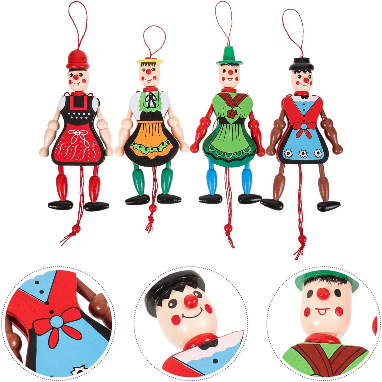 ABOOFAN Wooden Clown Marionette Puppet Toys: String Marionette Toys Pull String Puppet Doll for (Style)