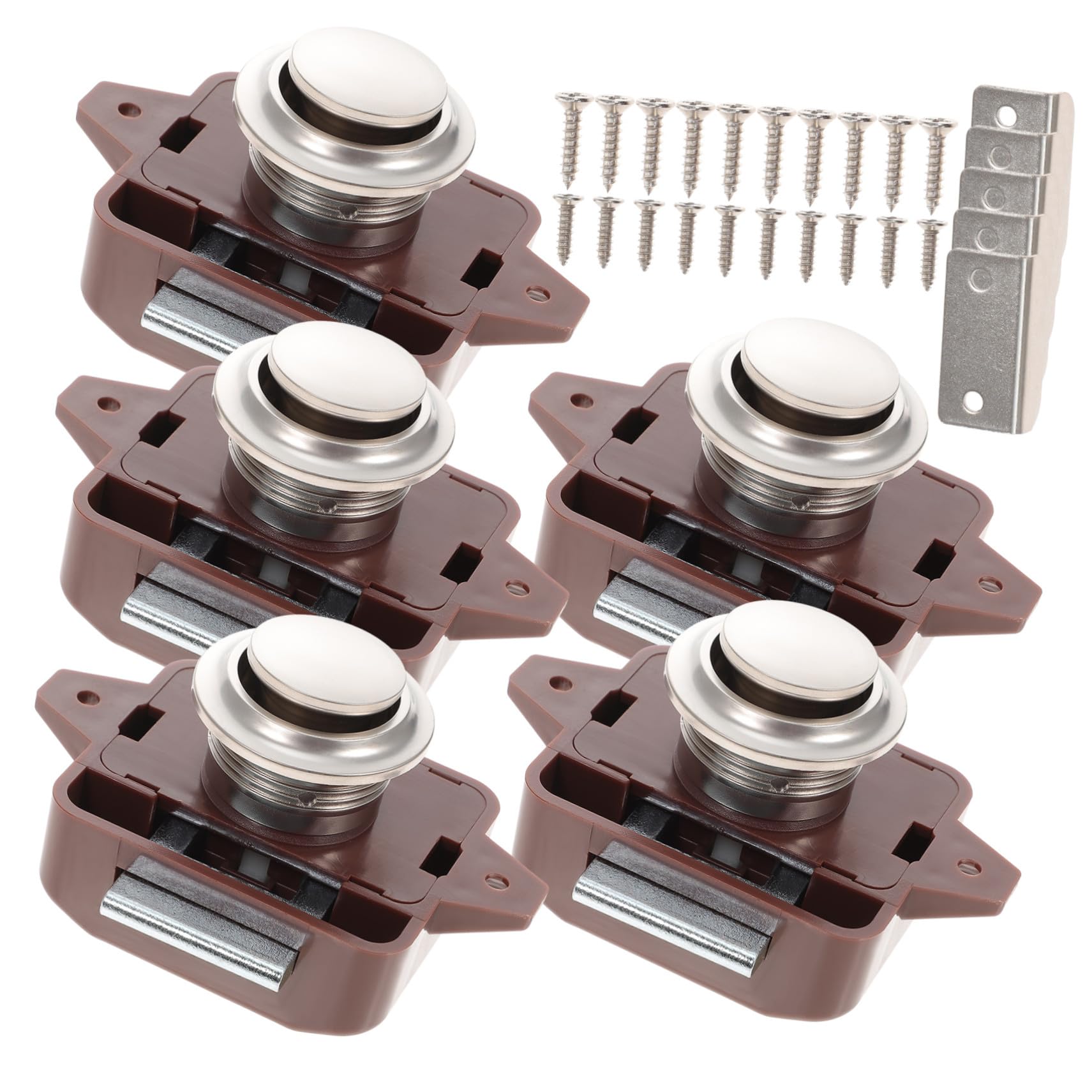 Loquet à bouton-poussoir en zinc TEHAUX, lot de 5 verrous pour porte de placard de camping-car